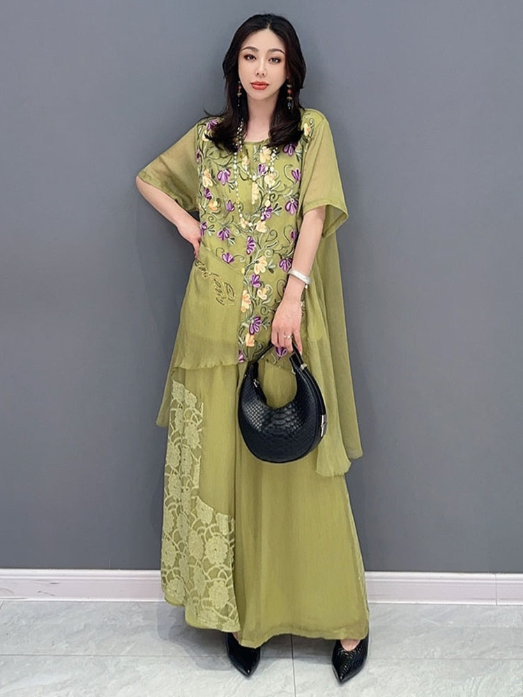 Haute Couture Oversized Top & Wide Leg Pants 2-Piece Set